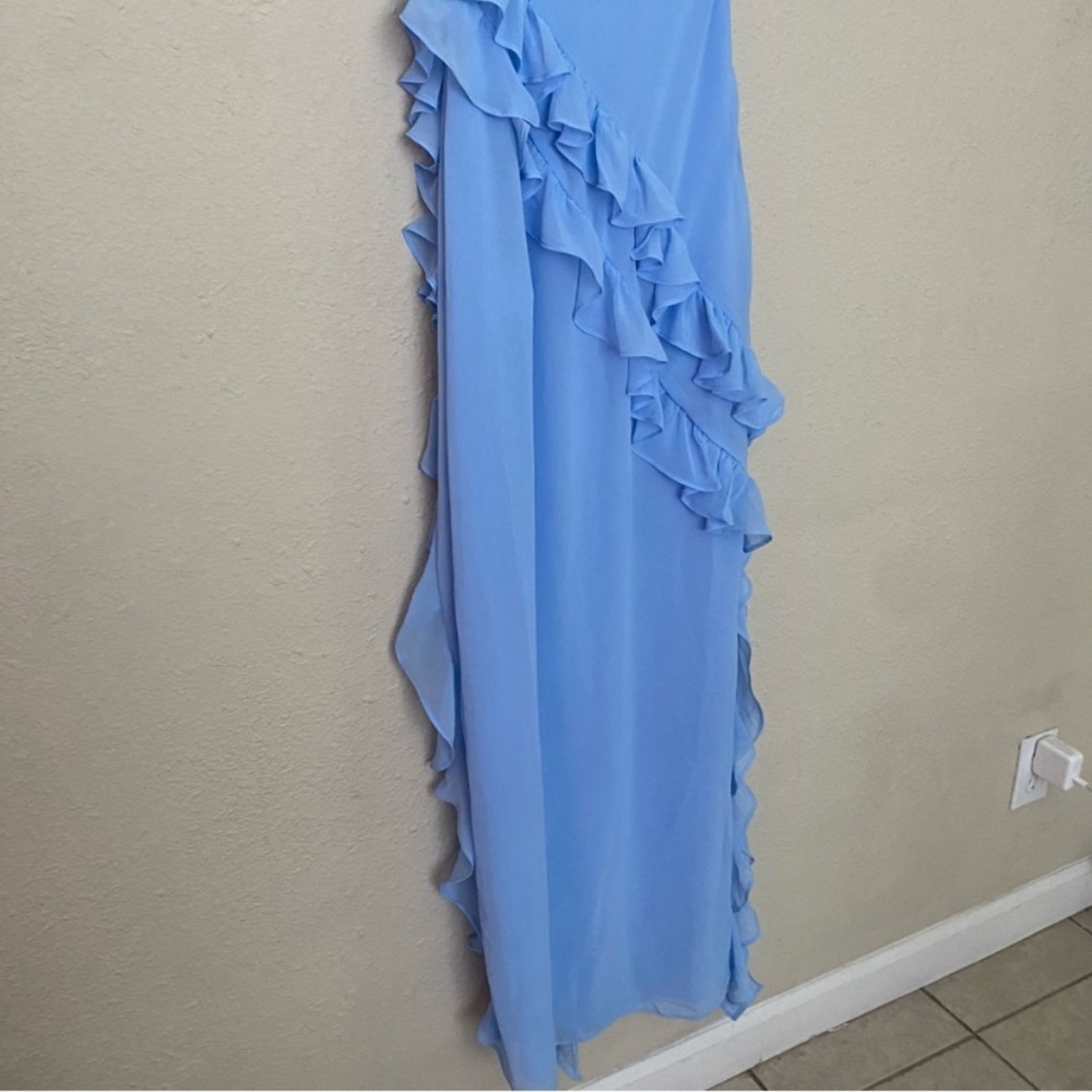 HOUSE OF CB 'Ariela' Soft Blue Ruffle Maxi Dress NWOT size S - Picture 15 of 16